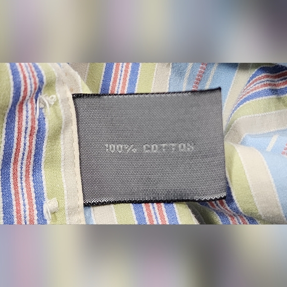 VINTAGE Talbota Mens Casual Button Up Men's Short Sleeve Shirt XL Striped - Picture 9 of 11